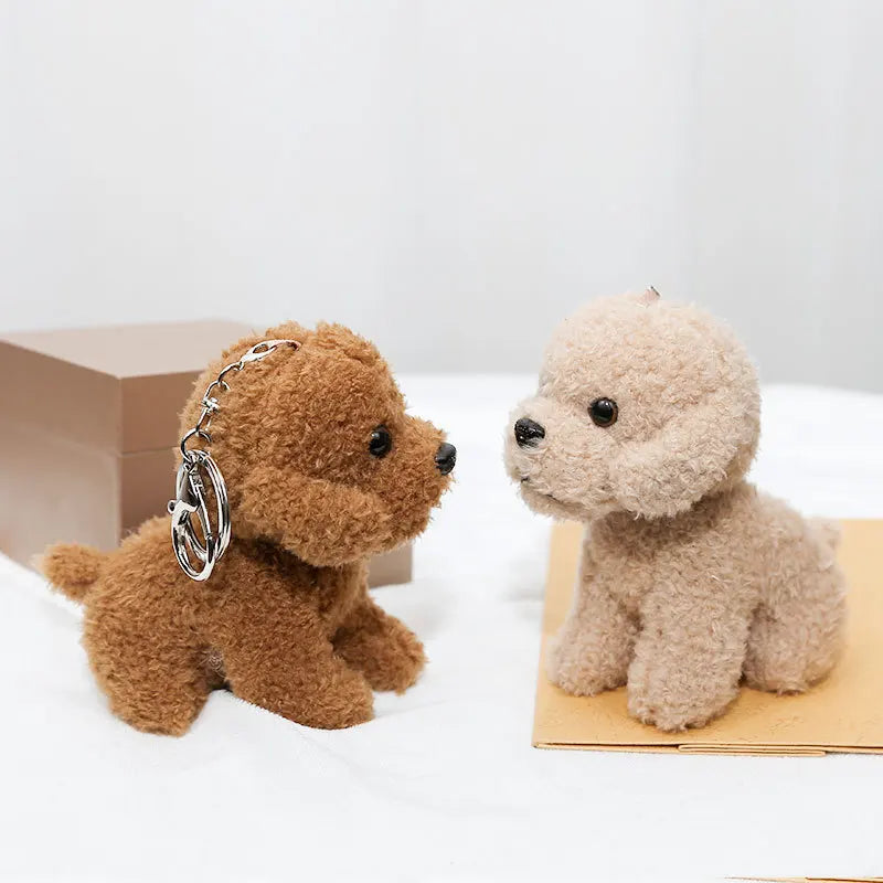 New 12cm Cute Teddy Dog Plush Keychain Small Pendant Kids Toys Backpack Hangings Stuffed Animals Christmas Birthday Gifts
