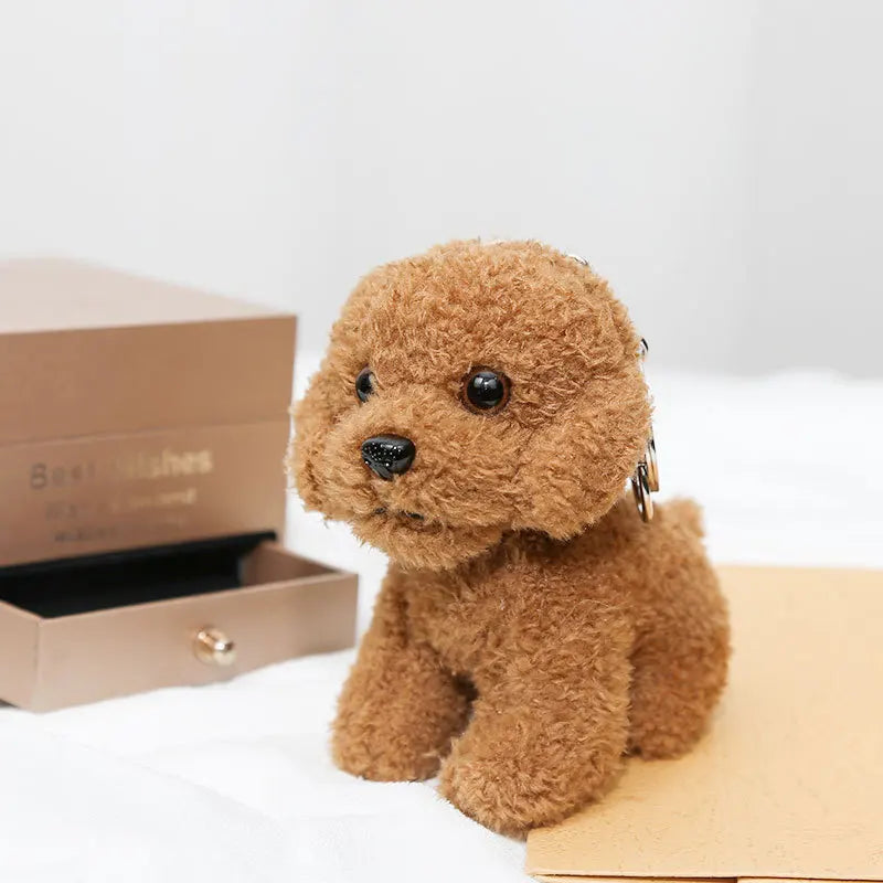 New 12cm Cute Teddy Dog Plush Keychain Small Pendant Kids Toys Backpack Hangings Stuffed Animals Christmas Birthday Gifts