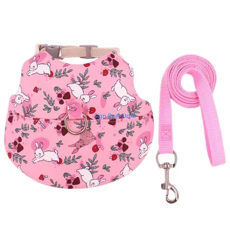 Pet Harness Vest with Leash Outdoor Rabbits Harness Easy Control Adjustable Traction Set Training Gear for Small Animal 41XB