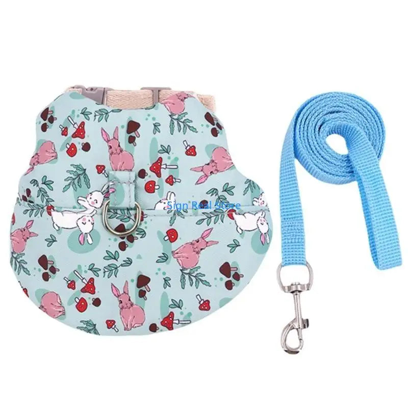 Pet Harness Vest with Leash Outdoor Rabbits Harness Easy Control Adjustable Traction Set Training Gear for Small Animal 41XB