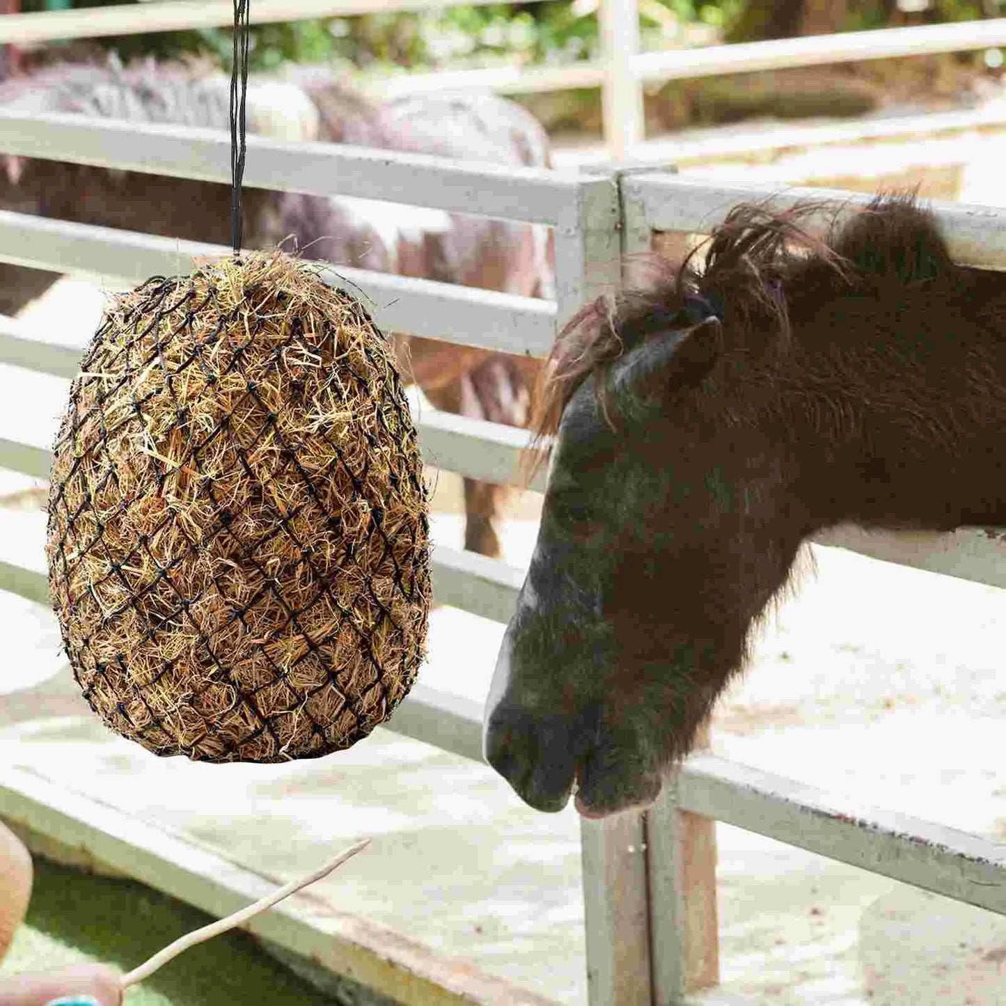 Nylon Durable Slow Feeding Net Horse Hay Bag Goat Feeder Storage Pouch Straw Net For Feeding Watering Supplies Pet Products