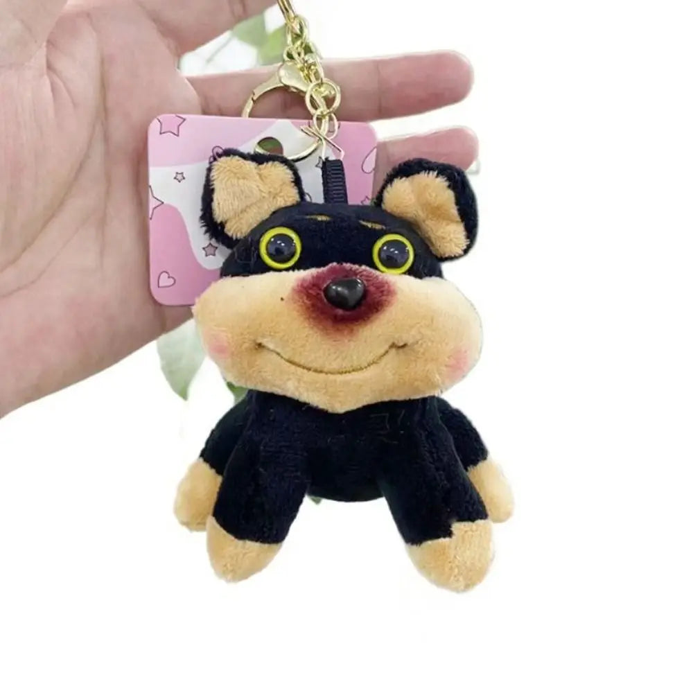 Cartoon Bee Dog Doll Keychain with Hat Plush Bee Puppy Bag Pendant Fashion with Apron Bee Dog Keyring Bag Pendant