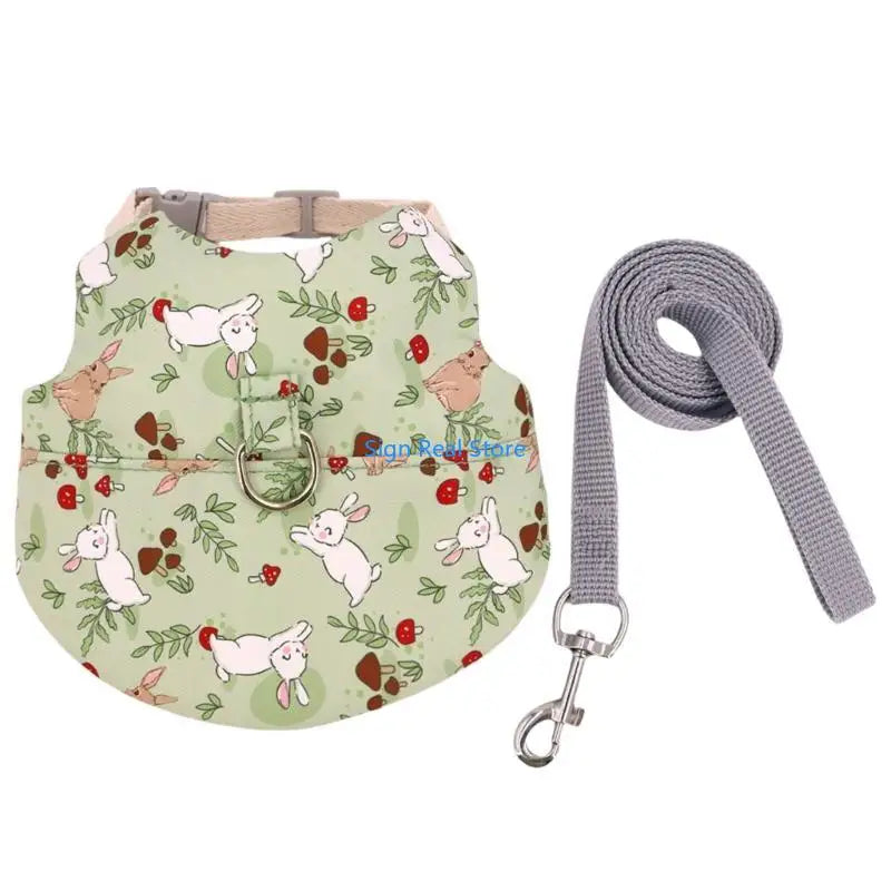 Pet Harness Vest with Leash Outdoor Rabbits Harness Easy Control Adjustable Traction Set Training Gear for Small Animal 41XB