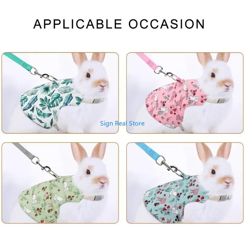Pet Harness Vest with Leash Outdoor Rabbits Harness Easy Control Adjustable Traction Set Training Gear for Small Animal 41XB