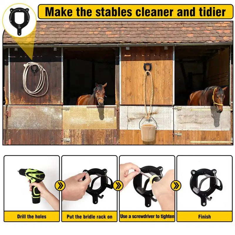 Bridle Hooks Stables Metal Halter Holder Hooks Portable Horse Bridle Hooks Horse Tack Harness Storage For Garage Porch Utility