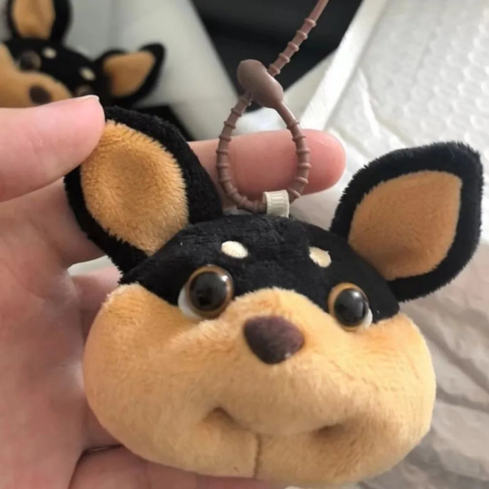 Cartoon Bee Dog Doll Keychain with Hat Plush Bee Puppy Bag Pendant Fashion with Apron Bee Dog Keyring Bag Pendant