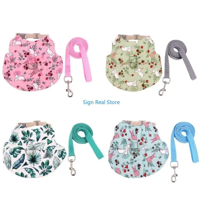 Pet Harness Vest with Leash Outdoor Rabbits Harness Easy Control Adjustable Traction Set Training Gear for Small Animal 41XB
