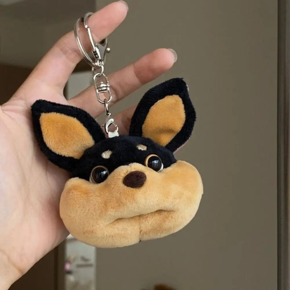 Cartoon Bee Dog Doll Keychain with Hat Plush Bee Puppy Bag Pendant Fashion with Apron Bee Dog Keyring Bag Pendant