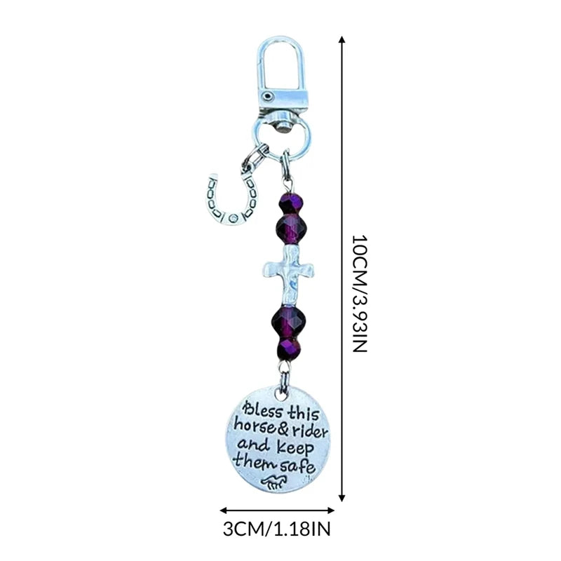 A50M-Horse Saddle And Bridle Charm Clip, Bless-This Horse And Rider Keep Safe Bridle Saddle Charm Gifts For Horse Rider