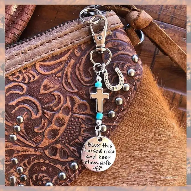 2025 Trend Horse Saddle And Bridle Charm Clip, Bless-This Horse And Rider Keep Safe Bridle Saddle Charm Gifts For Horse Rider