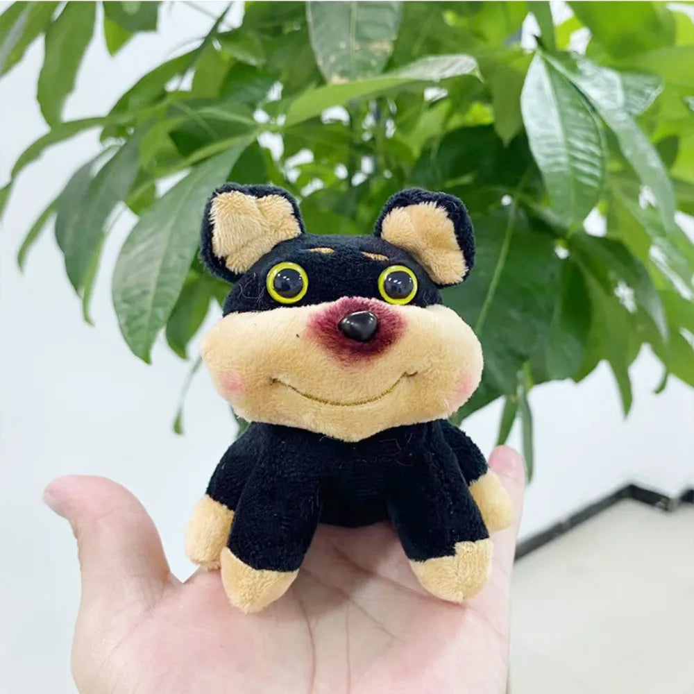 Cartoon Bee Dog Doll Keychain with Hat Plush Bee Puppy Bag Pendant Fashion with Apron Bee Dog Keyring Bag Pendant