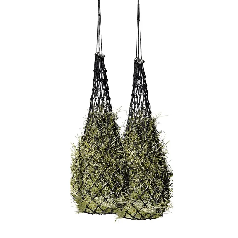 MLGB-2 Pcs Slow Feed Hay Net Hay Feeder Hay Bag Hay Net For Horses Slow Feeder Haynet 40 Inch Length With 2 Inch Holes Durable