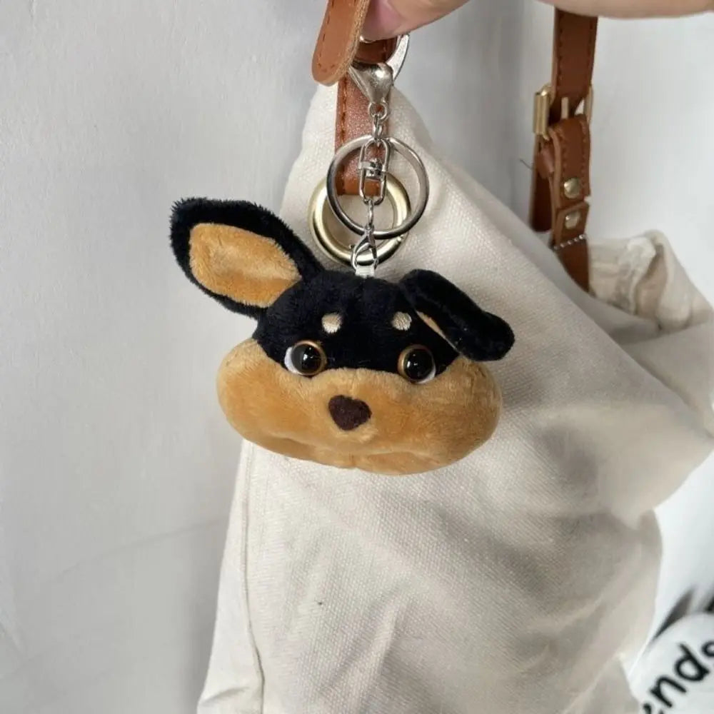 Cartoon Bee Dog Doll Keychain with Hat Plush Bee Puppy Bag Pendant Fashion with Apron Bee Dog Keyring Bag Pendant