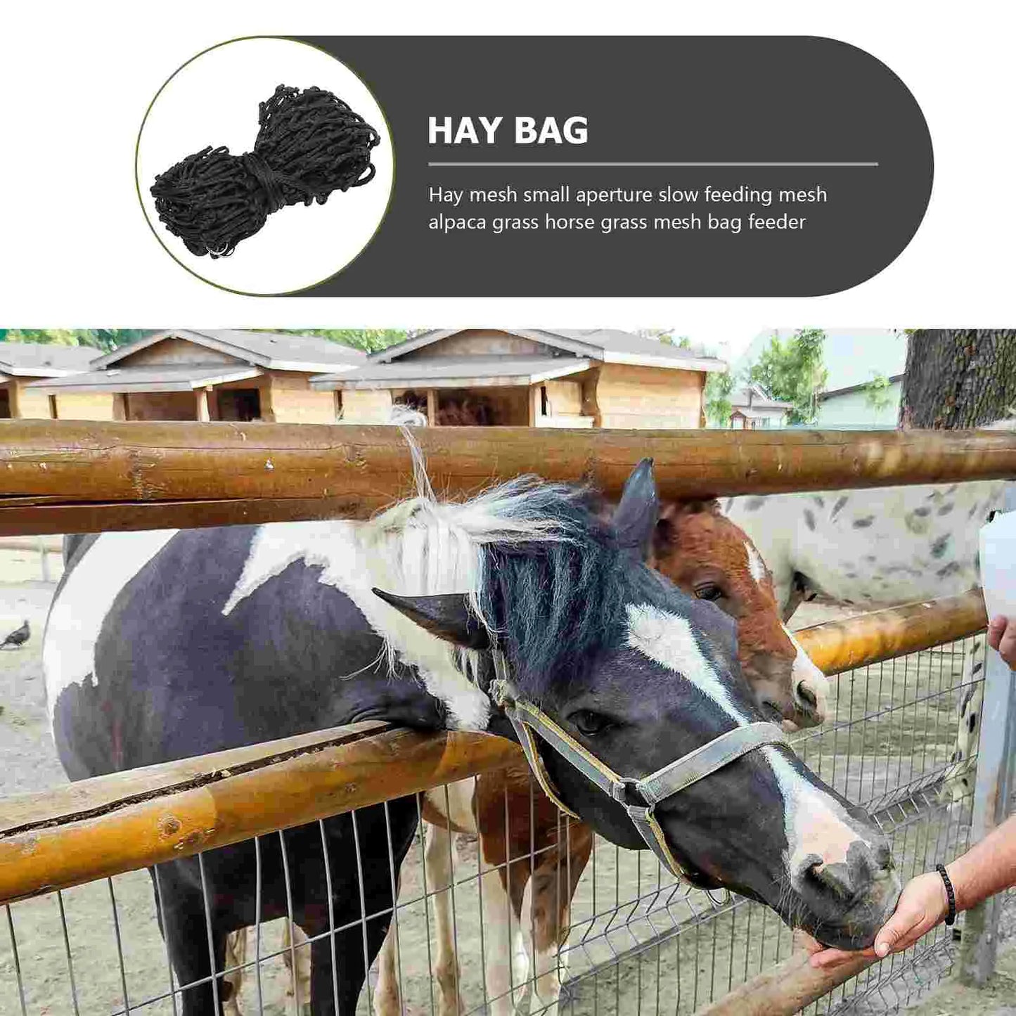 Nylon Durable Slow Feeding Net Horse Hay Bag Goat Feeder Storage Pouch Straw Net For Feeding Watering Supplies Pet Products