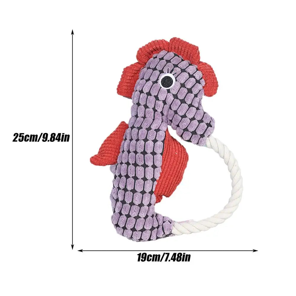 Dog Plush Chew Toys Squeaker Sea Animal Chewing Plush Cotton Rope Interactive Game Pet Entertaining Doll With Crinkle Paper For