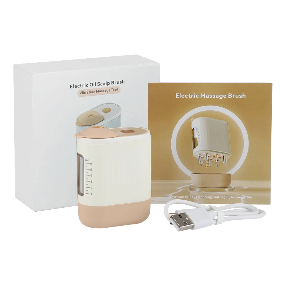 2-in-1 Electric Scalp & Massager Hair Oil Applicator Brush for Hair Treatment Growth Fluid Essential Medicine Instrument Comb