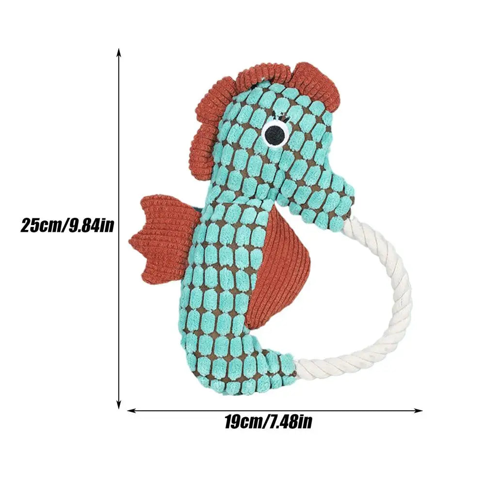 Dog Plush Chew Toys Squeaker Sea Animal Chewing Plush Cotton Rope Interactive Game Pet Entertaining Doll With Crinkle Paper For