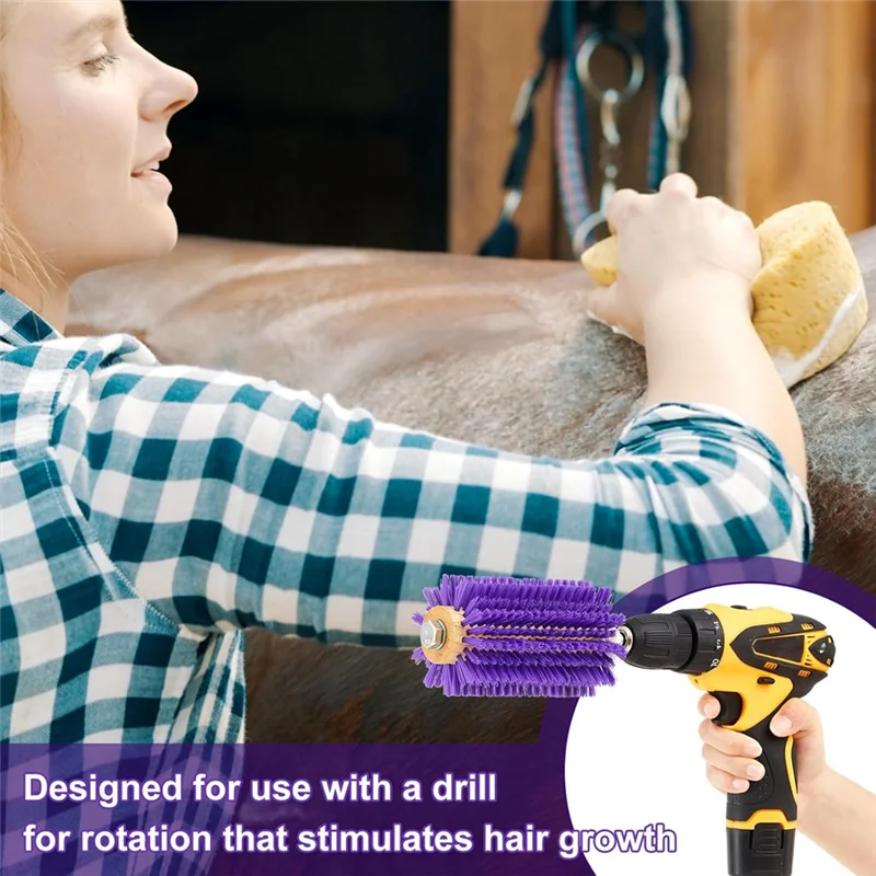 M11K-2 Pcs Livestock Mini Drill Scratch Brush Purple Brush Grooming Kit Suitable For Cattle, Cows, Horses, Sheep And Pigs