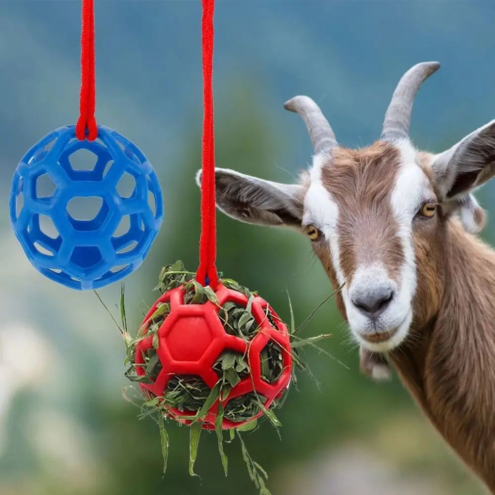 Multipurpose TPR Horse Treat Ball 5.5inch Red/Blue/Green Pony Hay Feeder Circular Soft Horse Feeding Dispenser Cattle