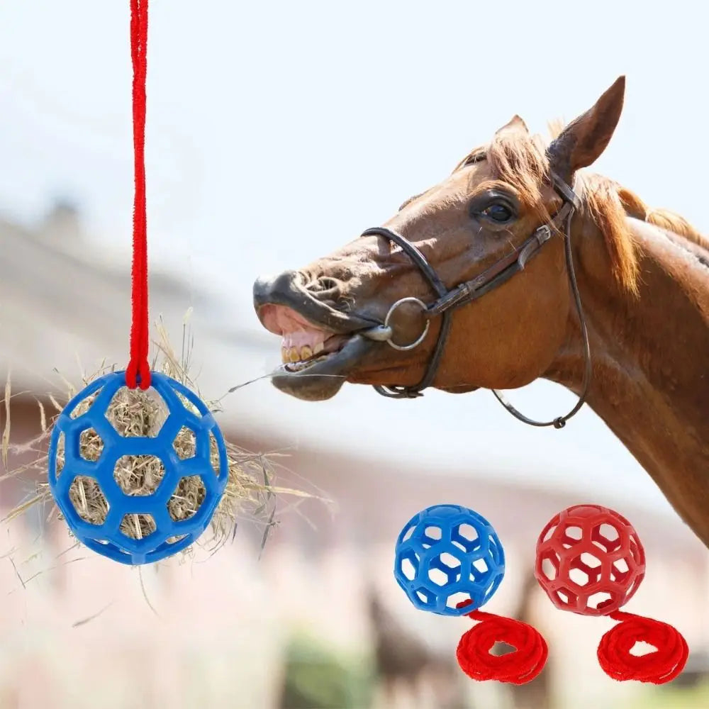 Multipurpose TPR Horse Treat Ball 5.5inch Red/Blue/Green Pony Hay Feeder Circular Soft Horse Feeding Dispenser Cattle