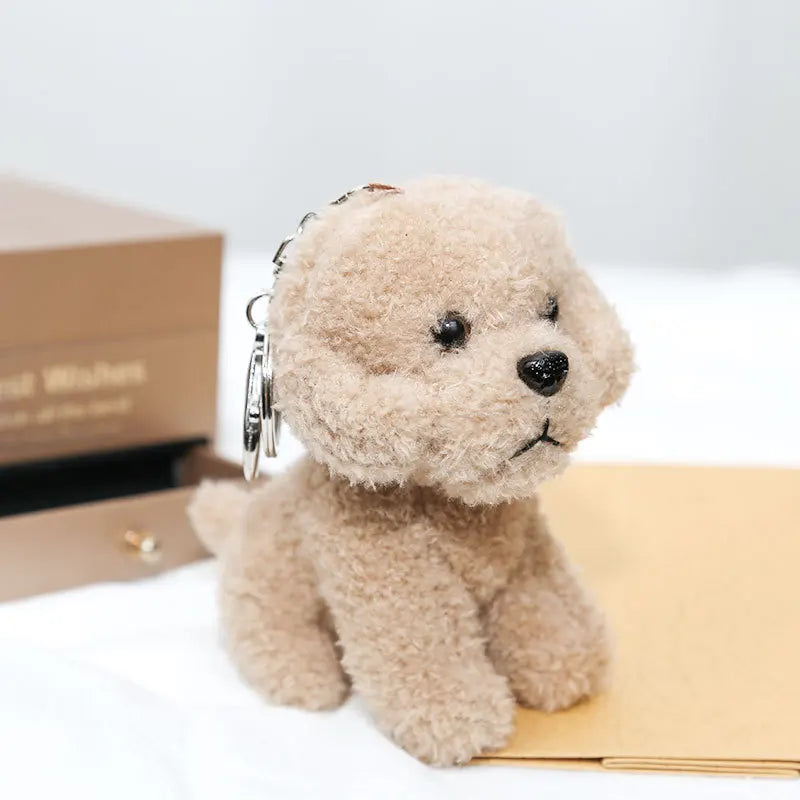 New 12cm Cute Teddy Dog Plush Keychain Small Pendant Kids Toys Backpack Hangings Stuffed Animals Christmas Birthday Gifts