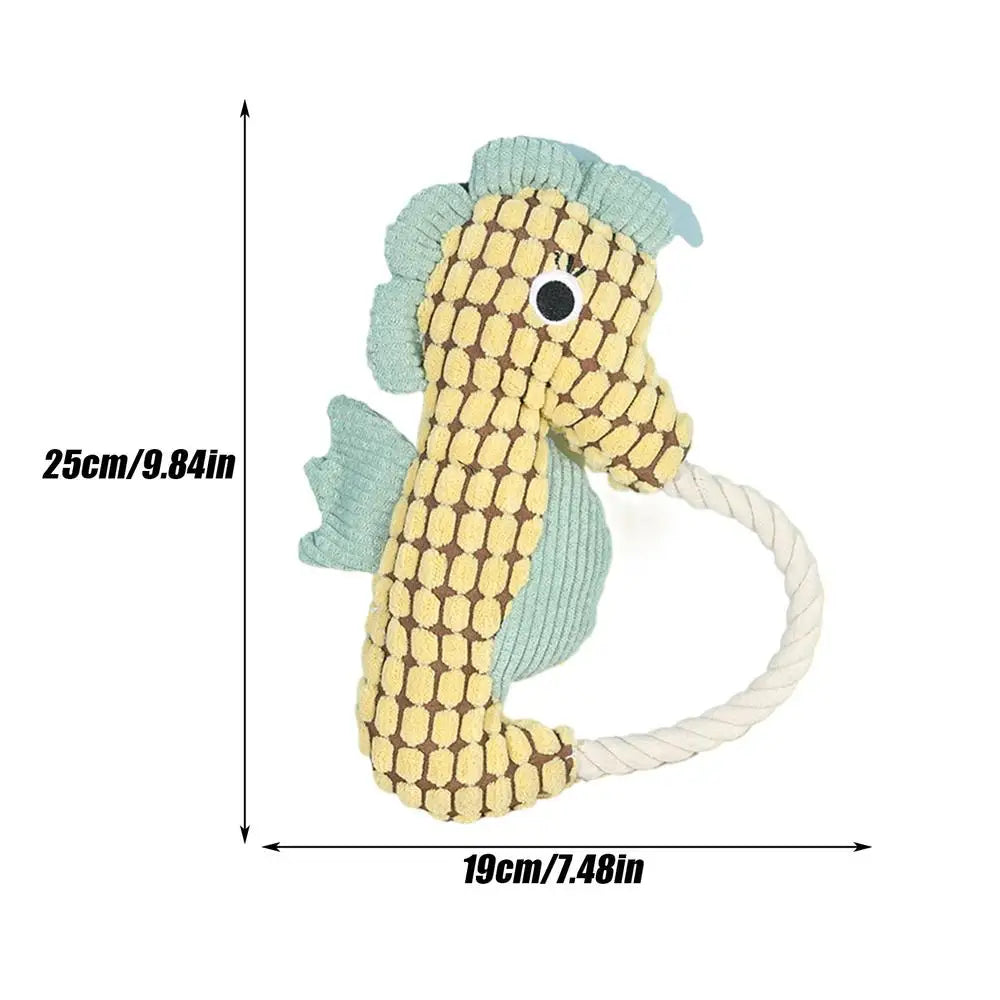 Dog Plush Chew Toys Squeaker Sea Animal Chewing Plush Cotton Rope Interactive Game Pet Entertaining Doll With Crinkle Paper For