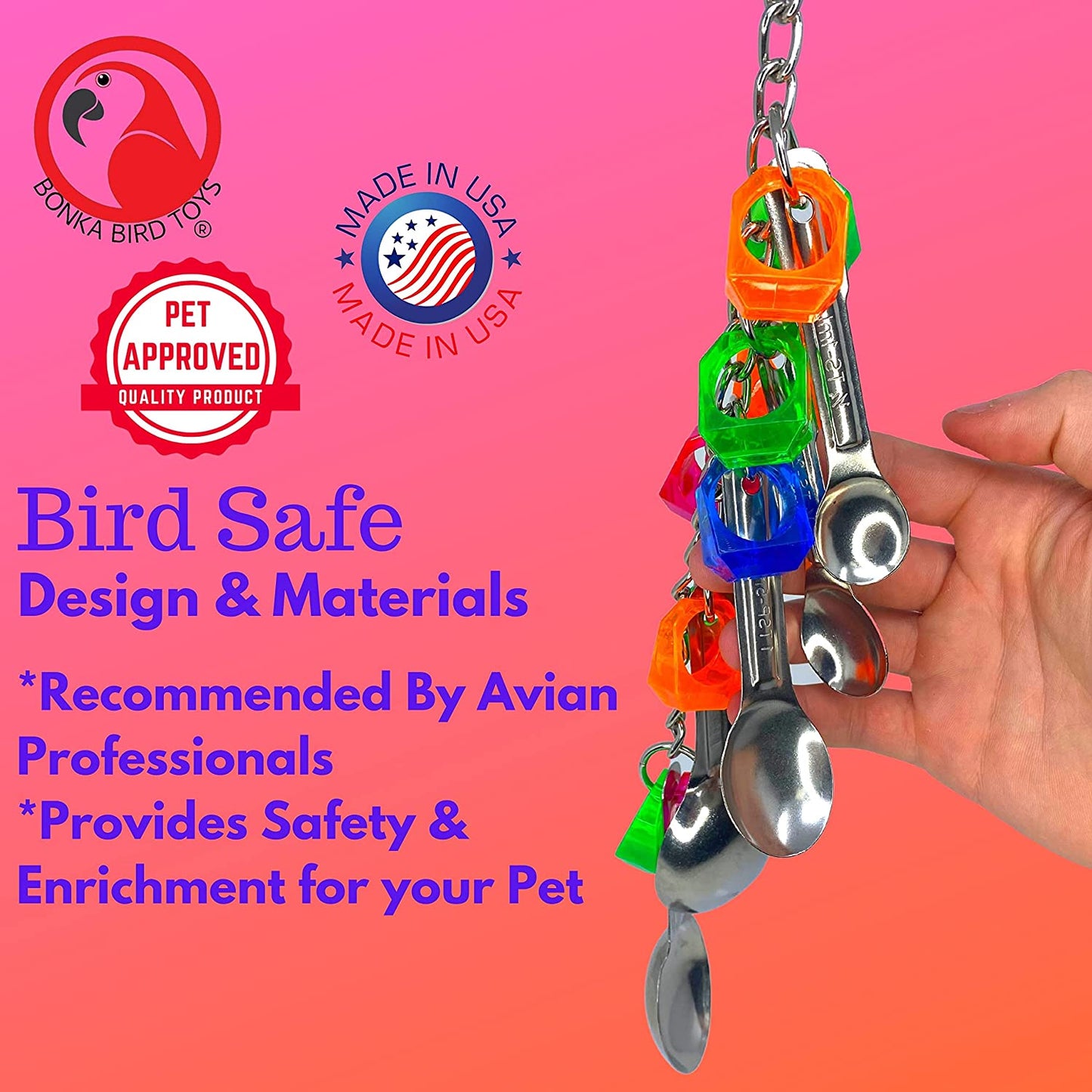1969 Spoon Delight Medium Large Parrot Bird Toy African Grey Parrot Amazon Conure and Similar Birds
