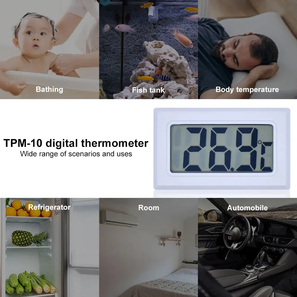 Waterproof Digital Thermometer with LCD Display Portable Temperature Sensor for Car Fish Tank and Refrigerator Use