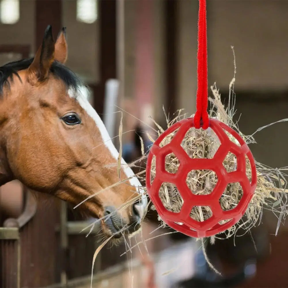 Multipurpose TPR Horse Treat Ball 5.5inch Red/Blue/Green Pony Hay Feeder Circular Soft Horse Feeding Dispenser Cattle