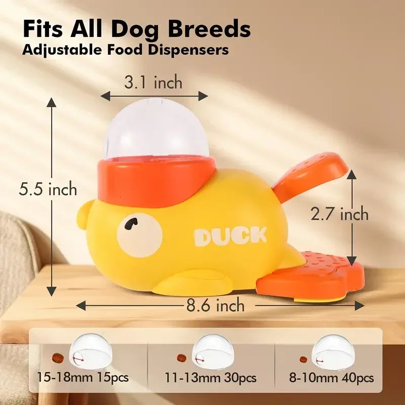 Durable Plastic Duck Dog Toy Interactive Treat Dispenser Slow Feeder Puzzle for Chewing Training Entertainment Small Medium Dogs