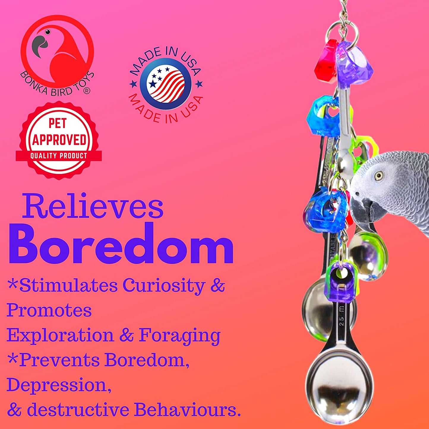 1969 Spoon Delight Medium Large Parrot Bird Toy African Grey Parrot Amazon Conure and Similar Birds