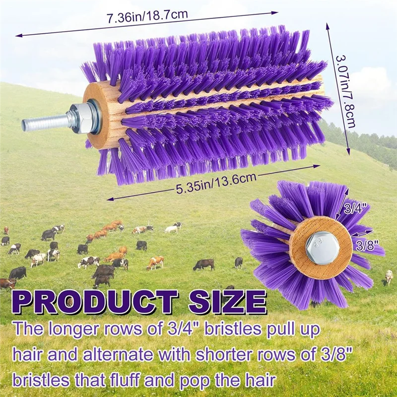 M11K-2 Pcs Livestock Mini Drill Scratch Brush Purple Brush Grooming Kit Suitable For Cattle, Cows, Horses, Sheep And Pigs