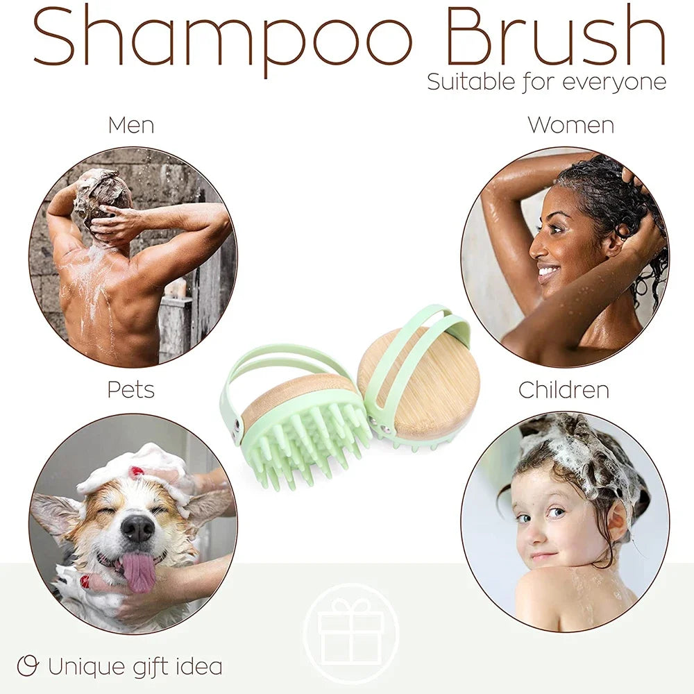 New Scalp Massager Brush Wooden Wet and Dry Hair Scalp Care Brush Brush Scalp Scrubber Exfoliator Body Massager