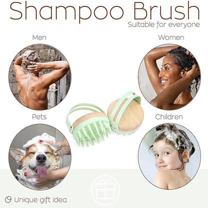 New Scalp Massager Brush Wooden Wet and Dry Hair Scalp Care Brush Brush Scalp Scrubber Exfoliator Body Massager