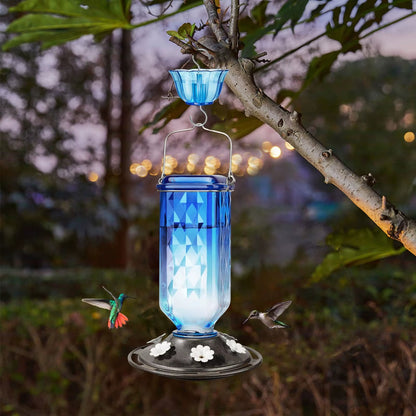 SkyBloom Glass Hummingbird Feeder – Elegant 6-Port Nectar Feeder with Ant Moat
