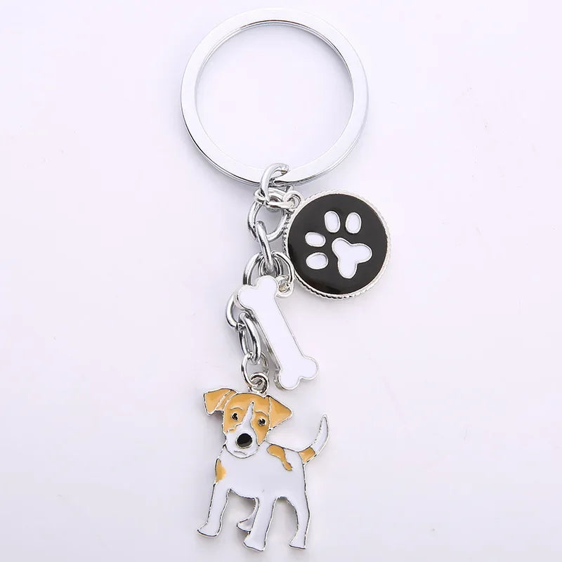 Jack Russell Terrier Keychain For Women Men Bulldog Shepherd Dog Pendant Key Ring Pet Jewerly Friends Christmas Gift llavero