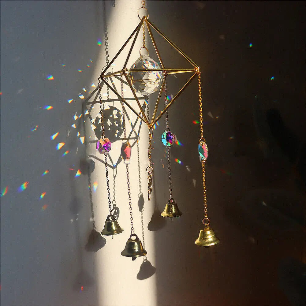 Star Moon Crystal Sun Catcher Bohemian Rainbow Maker Wind Chime  Home Outdoor Garden Hanging Ornament Window Decoration New In