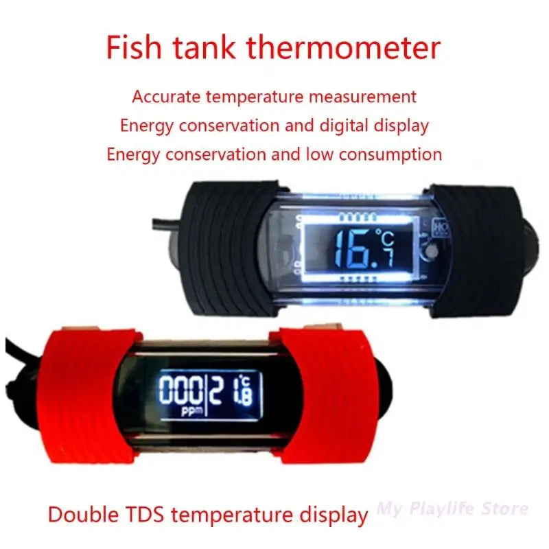 Aquarium Thermometer Digital Submersible Fish Tanks Thermometers with Suction Cup Easy to Read Waterproof Freshwater
