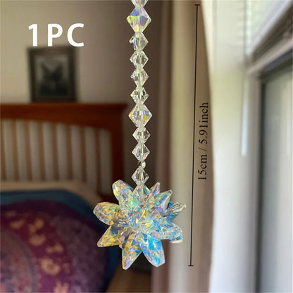 Star Moon Crystal Sun Catcher Bohemian Rainbow Maker Wind Chime  Home Outdoor Garden Hanging Ornament Window Decoration New In