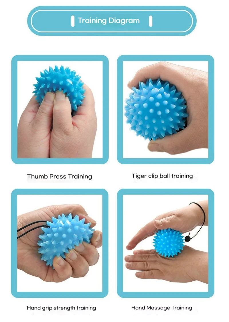 Massage Ball With Rope Hedgehog Ball Grip Strength Ball Rehabilitation Training Equipment Hand Fingers Strength Strength Device