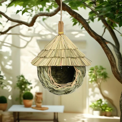 Straw Bird Nest Hanging Pet Bird House Bird Nest for Parrot Starling Canary Lovebird Parakeet Handmade Honeycomb Shape Bird Nest