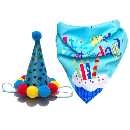 Dog Birthday Party Supplies Dog Girl Boy Birthday Bandanas Set with Dog Birthday Hat Scarf Birthday Banner Balloons and Bowtie