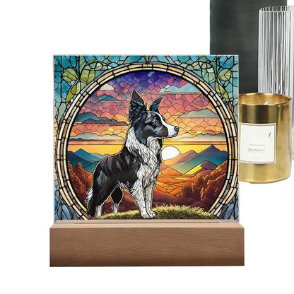 Stained Acrylic Dog Panel Decoration Sun Catcher Pet Memorial Decoration Sun Catcher Pet Memorial Decoration Handcrafted Dog Sun