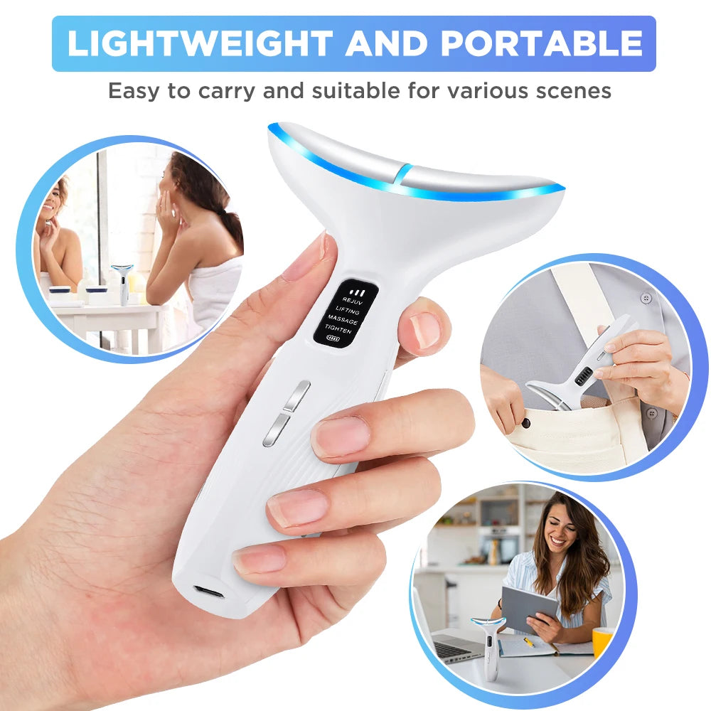 Neck Face Beauty Device EMS Vibration Massage for Face & Neck Care LED Photon Home Use Beauty Device Face Lifting Machine