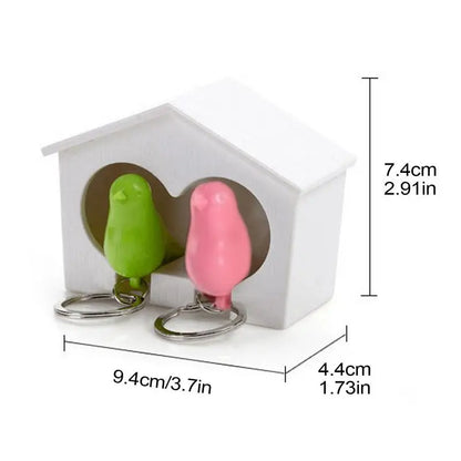 Key Holder Wall Mount Bird House Whistle Key Holder Housewarming Celebration Romantic Hook with 2 Rings for Living Room Bedroom