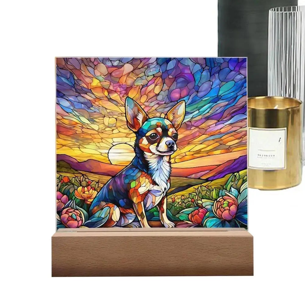 Stained Acrylic Dog Panel Decoration Sun Catcher Pet Memorial Decoration Sun Catcher Pet Memorial Decoration Handcrafted Dog Sun