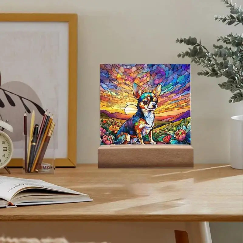 Stained Acrylic Dog Panel Decoration Sun Catcher Pet Memorial Decoration Sun Catcher Pet Memorial Decoration Handcrafted Dog Sun