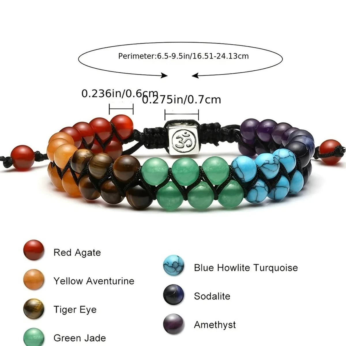 Chakra Treatment Crystal Bracelet Yoga Stone Adjustable Beads Bracelet Meditation Relaxation Anxiety Women's Bracele