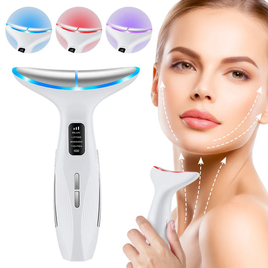 Neck Face Beauty Device EMS Vibration Massage for Face & Neck Care LED Photon Home Use Beauty Device Face Lifting Machine