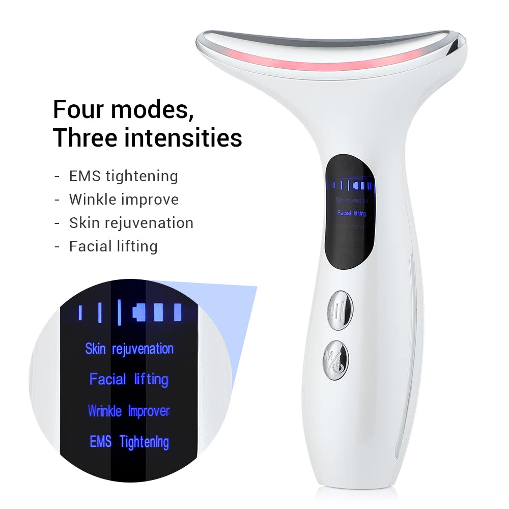 Neck Beauty Device EMS Microcurrent Chin Facial Lifting LED Firming Rejuvenation Anti Wrinkle Skin Care Face Massager